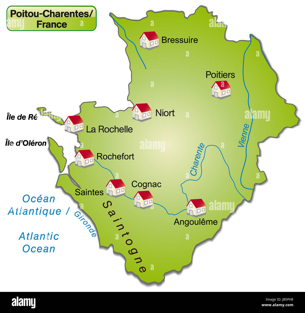 PoitouCharentes in Frankreich als Inselkarte (das dagestellte Gebiet