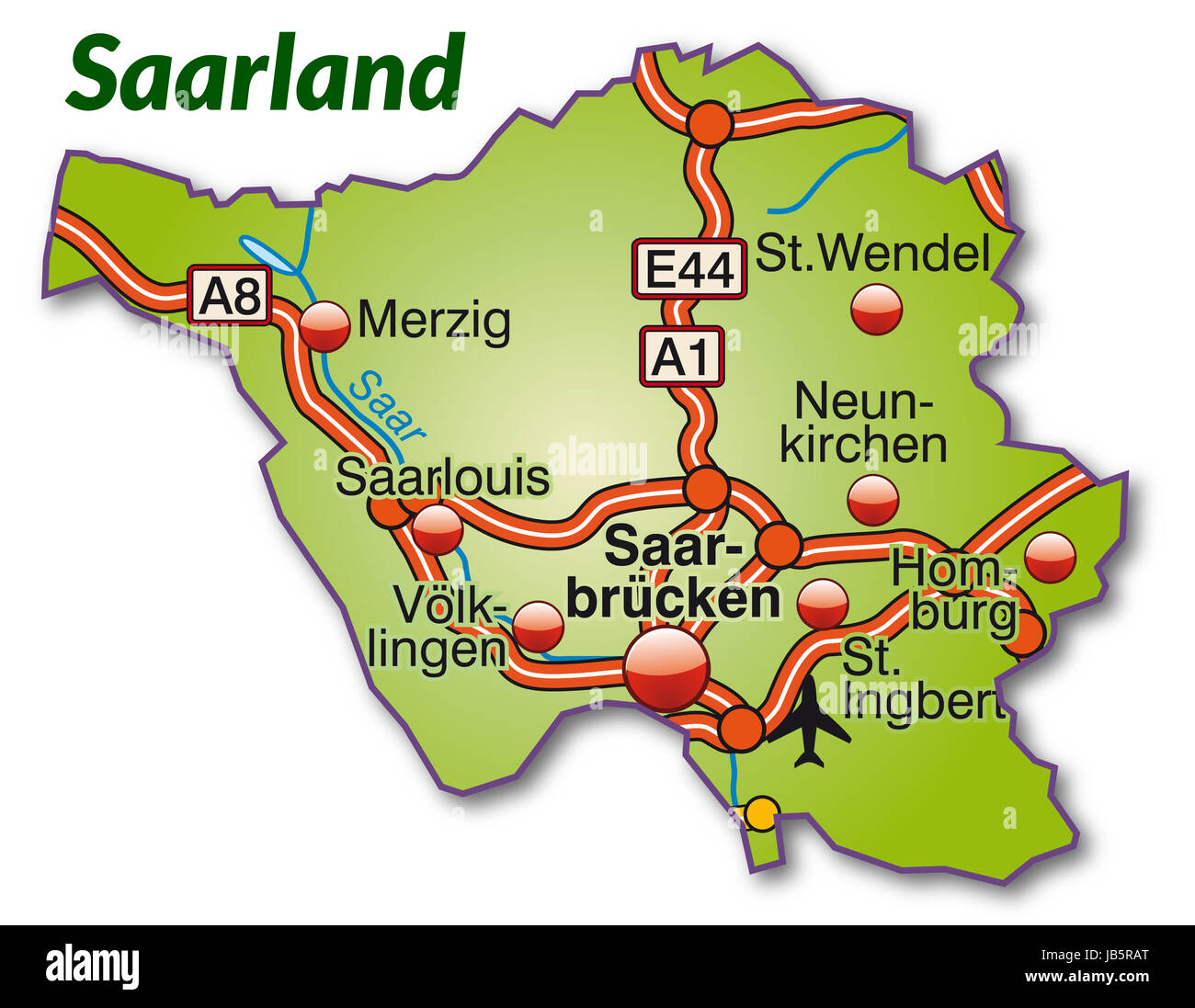 Saarlandkarte Cut Out Stock Images & Pictures - Alamy