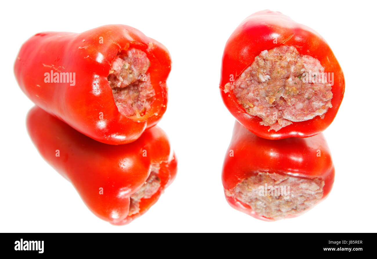 spitz peppers stuffed with minced meat Stock Photo