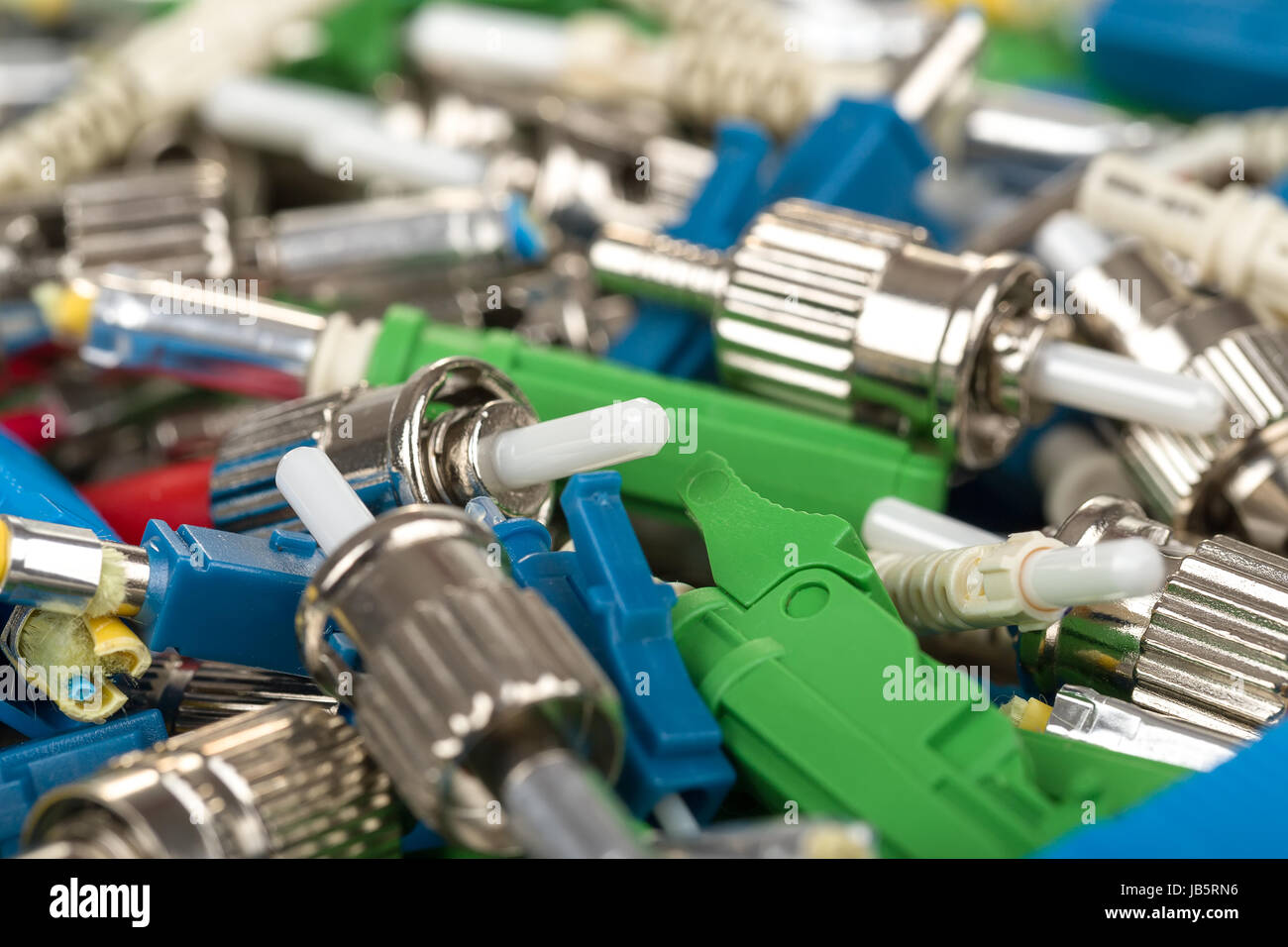 closeup of various types of fiber optic connectors Stock Photo Alamy
