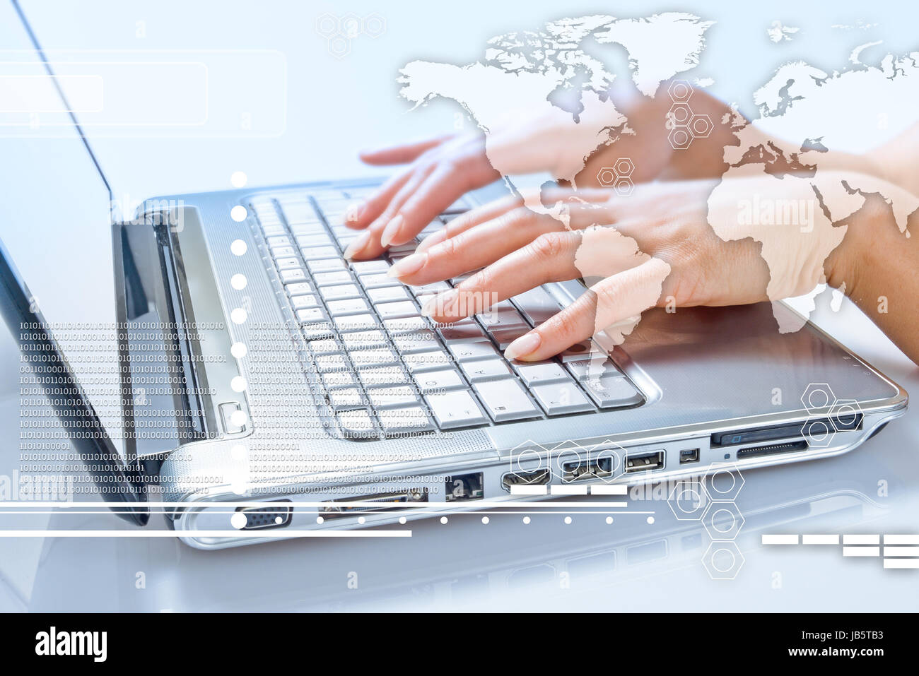 communication concept. Business woman typing on the keyboard of his laptop Stock Photo