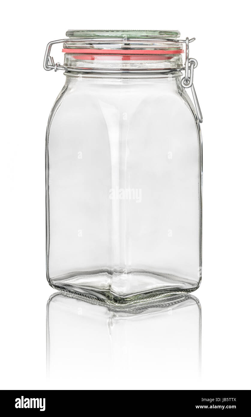 freigestelltes hohes Einmachglas mit Drahtbügelverschluss Stock Photo