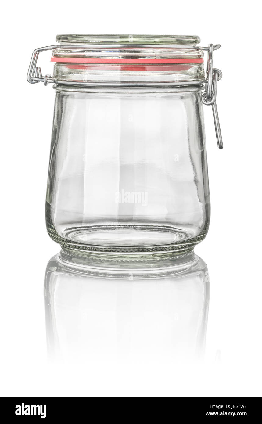 freigestelltes konisches Einmachglas mit Drahtbügelverschluss Stock Photo