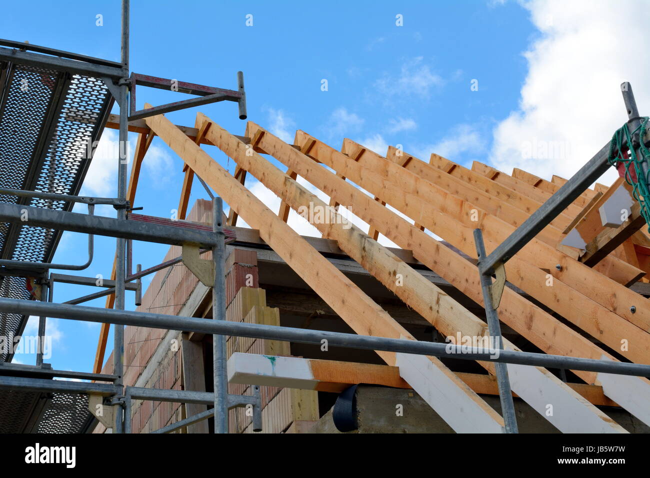 construction of a roof truss Stock Photo
