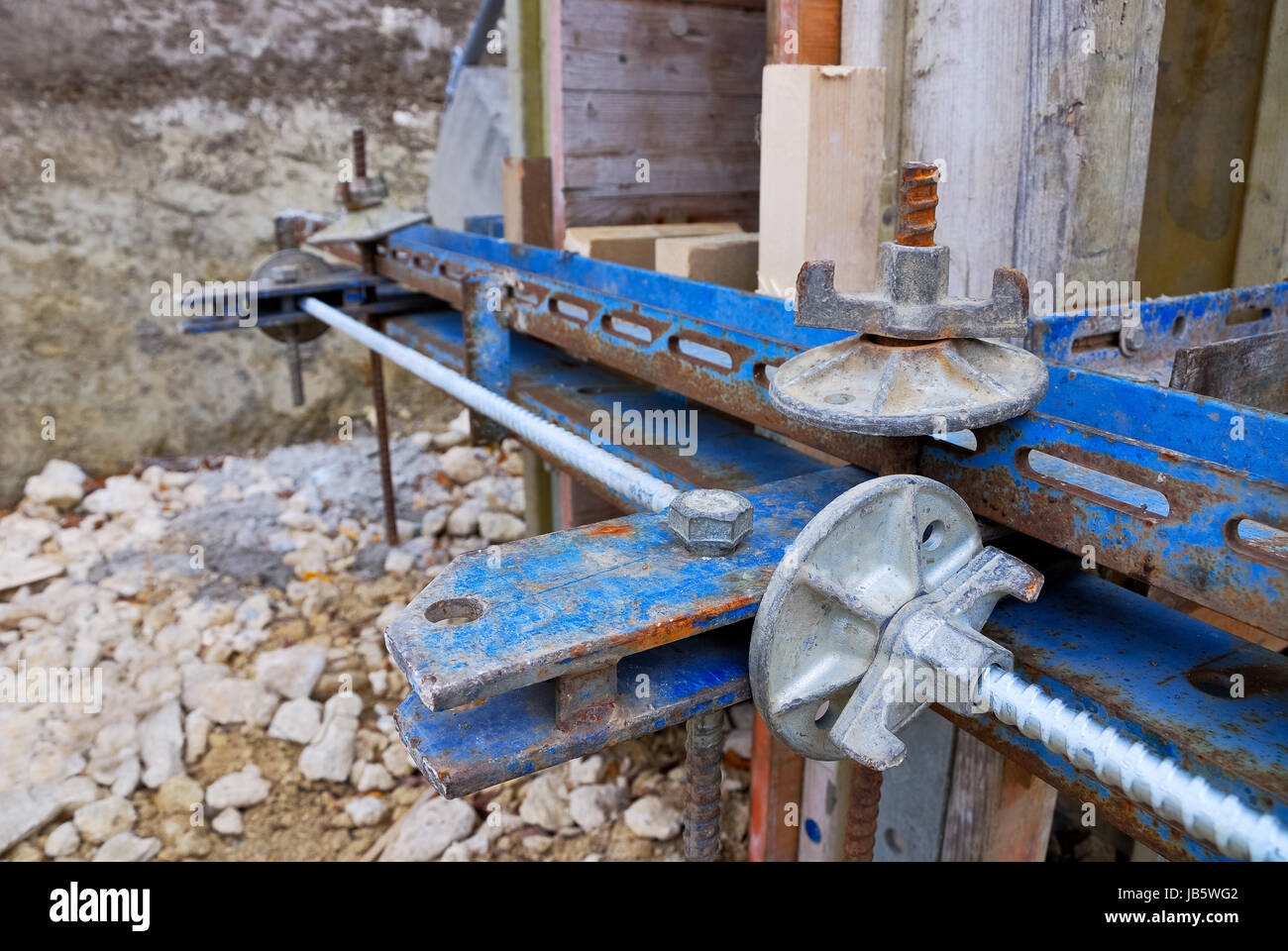 fixing the formwork on construction site Stock Photo Alamy
