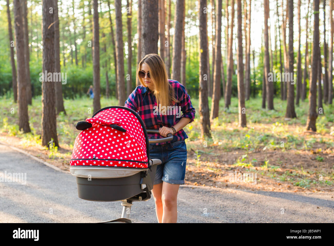 walking newborn in stroller