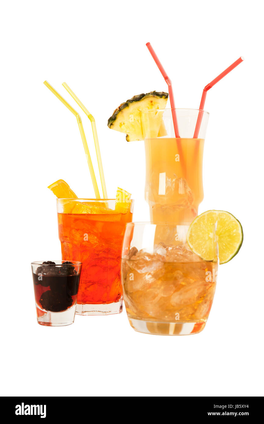 isolated various cocktails with straws Stock Photo Alamy