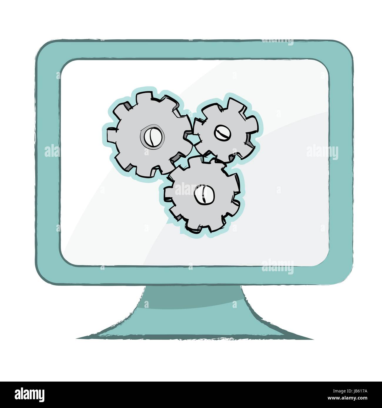 Setting icon on computer monitor - simple style design - Vector Illustration. Stock Vector