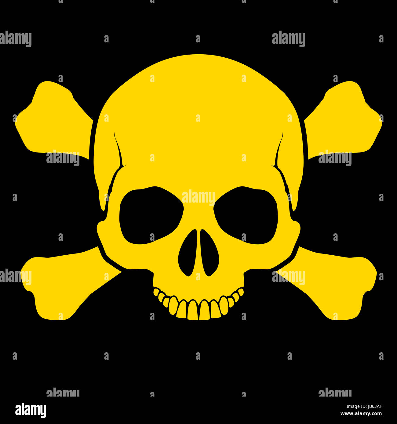 Toxic symbol with skull and crossbones on a yellow square