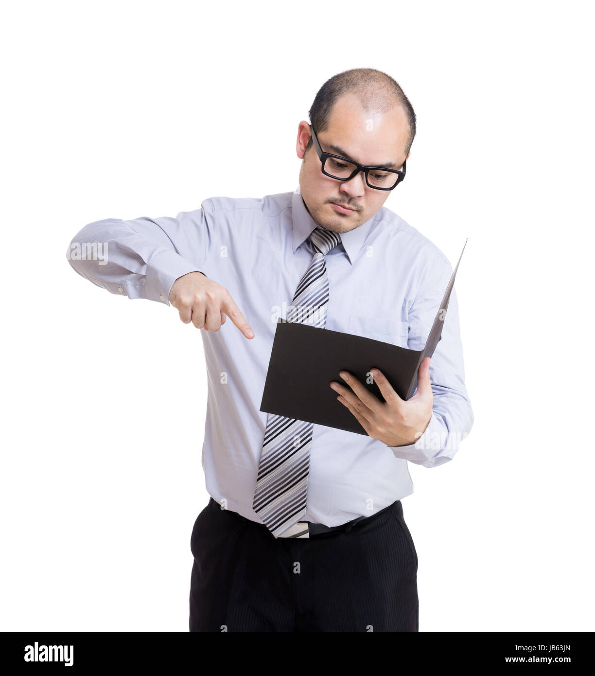 Point Out To File Businessman points to files Stock Photo - Alamy