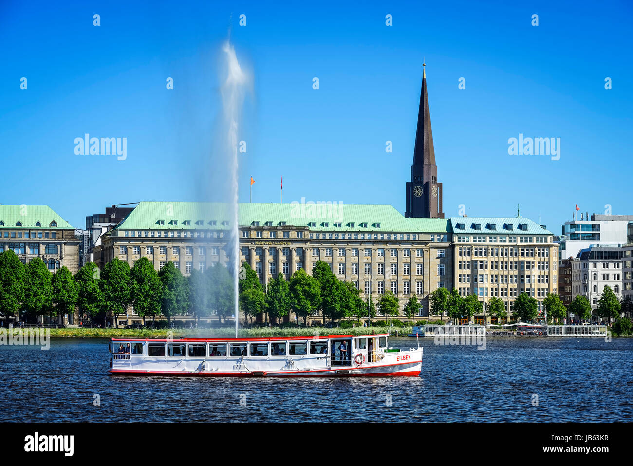 Alster boat on the Inner Alster Lake in Hamburg, Germany Stock Photo