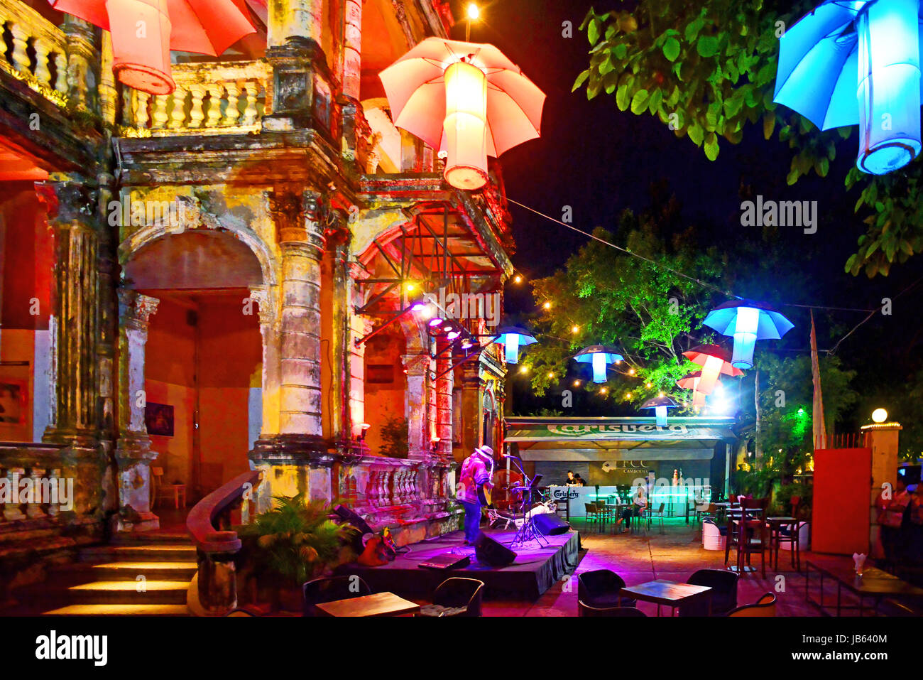 Alex Aguilar playing at the Mansion House Phnom Penh Cambodia Stock Photo