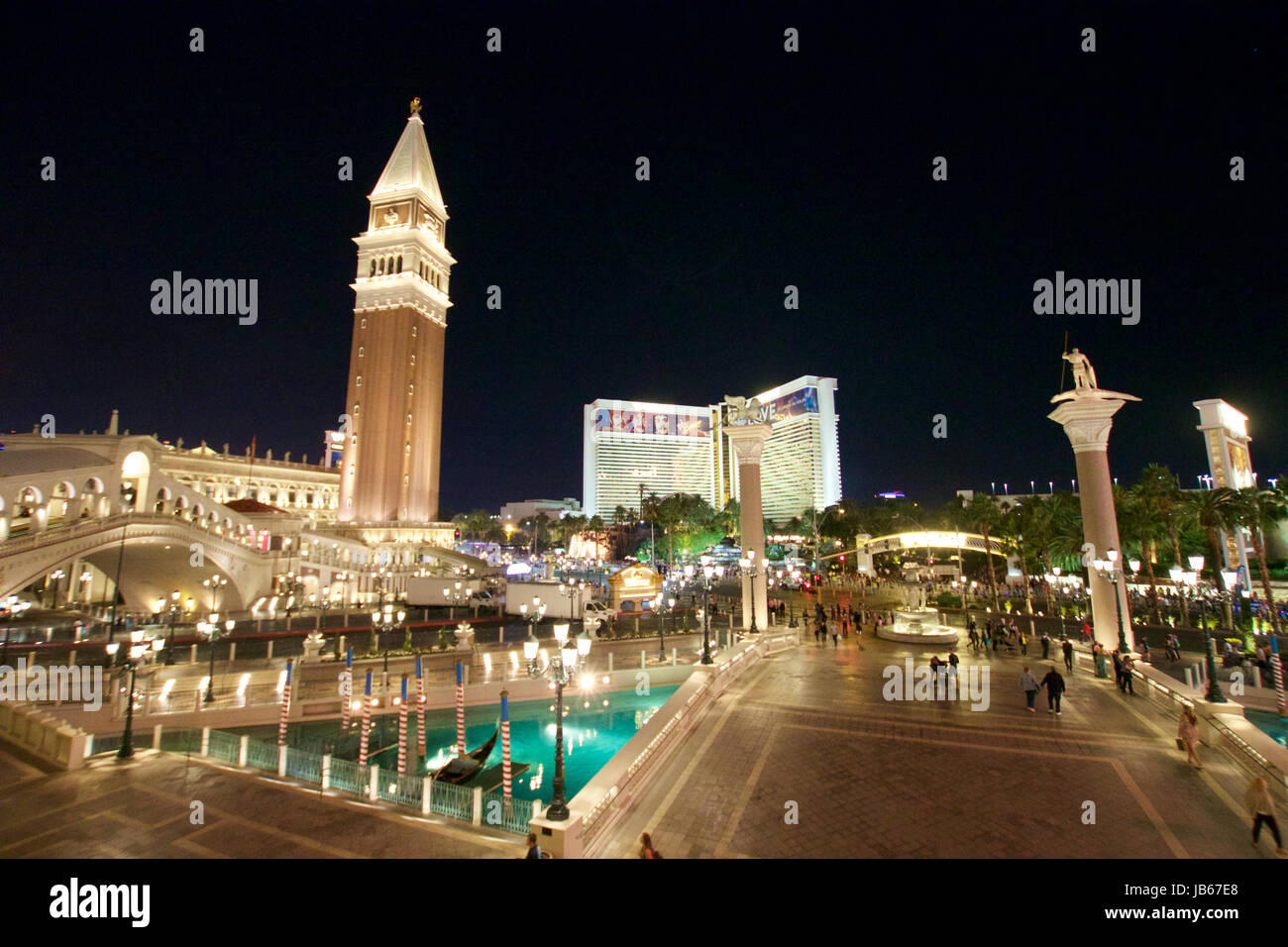 Venetian Hotel and Mirage Hotel in Las Vegas by night Stock Photo