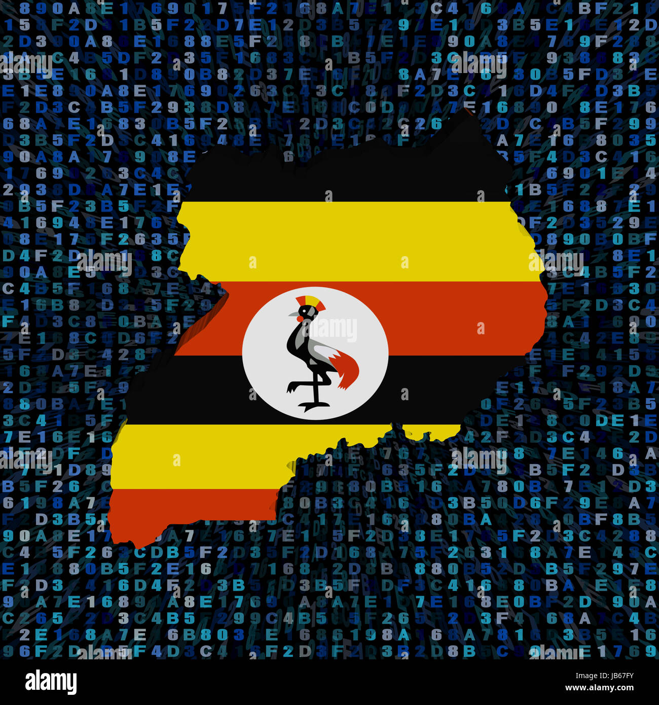 Uganda map flag on hex code illustration Stock Photo - Alamy