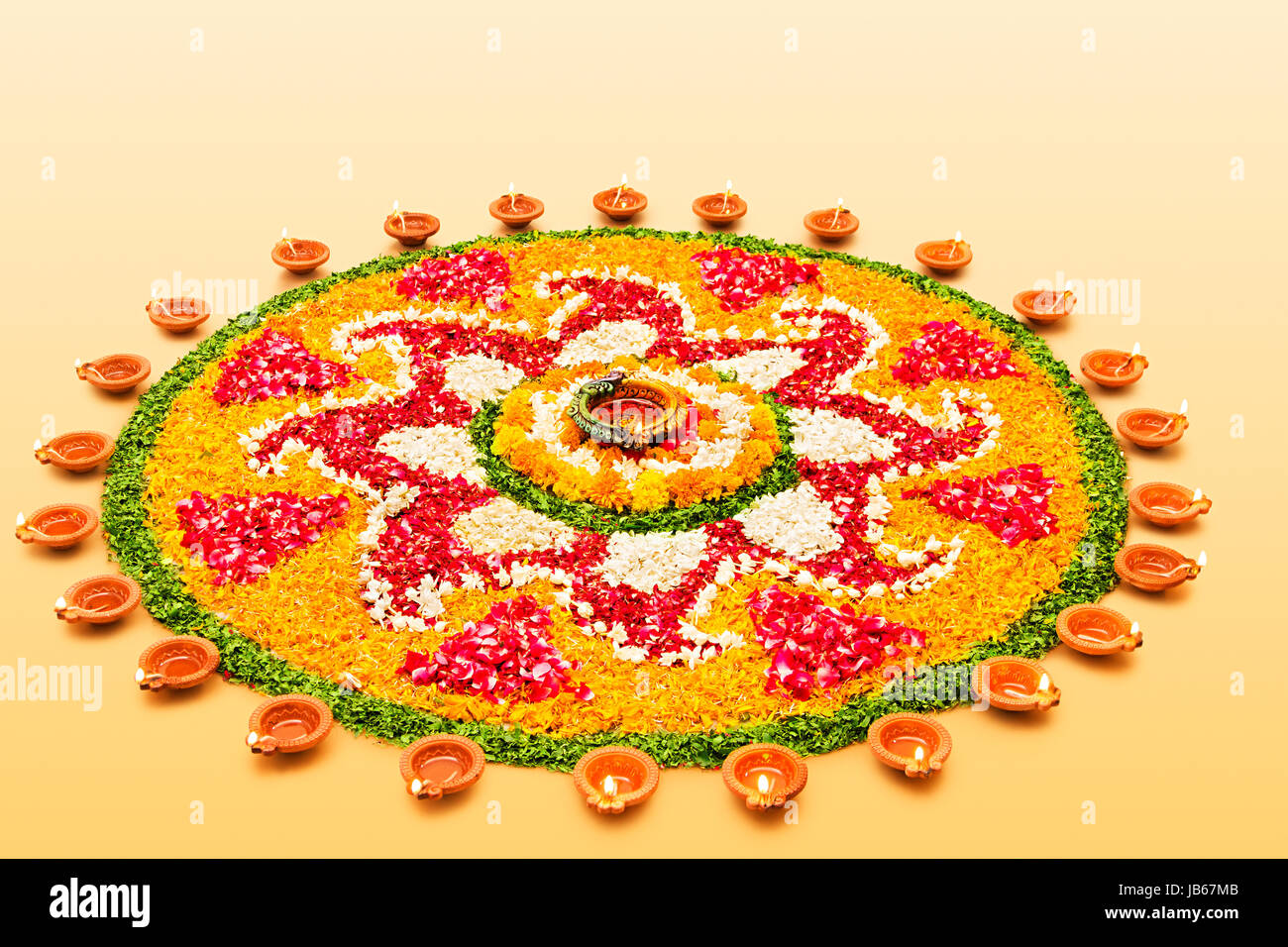 Indian Hindu Diwali Festival Flower Rangoli Design Stock Photo - Alamy