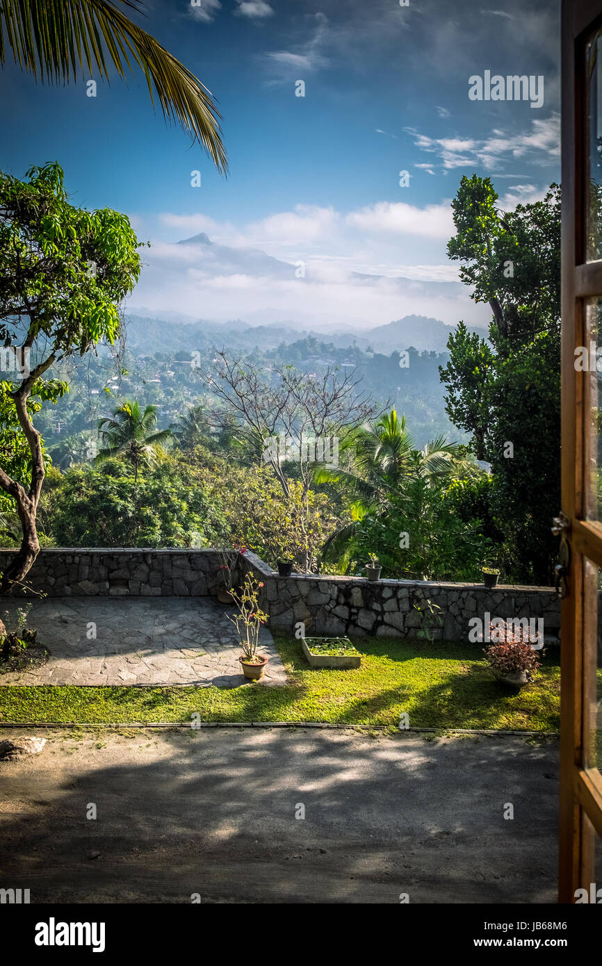 Morning view of the Knuckles Range of hills from Kandy, Sri Lanka Stock Photo