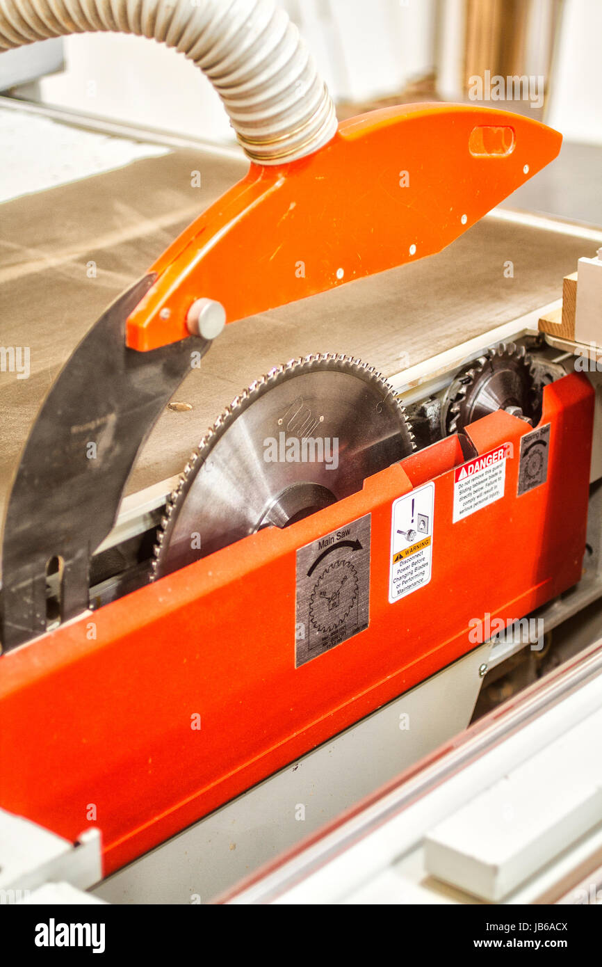 Circular saw in a joinery. Palhoca, Santa Catarina, Brazil Stock Photo