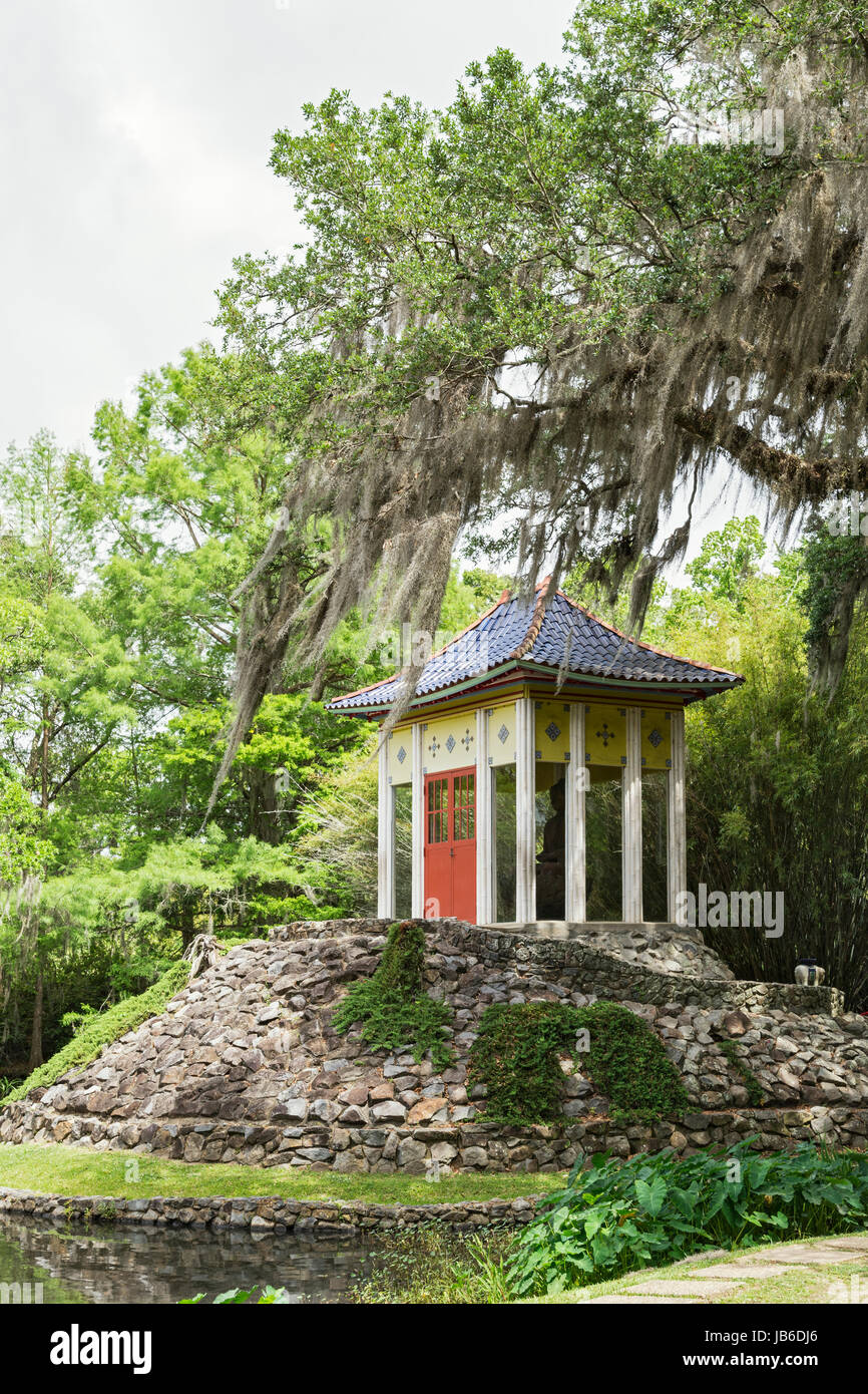 Louisiana, Avery Island, Jungle Gardens, Buddha Temple Stock Photo