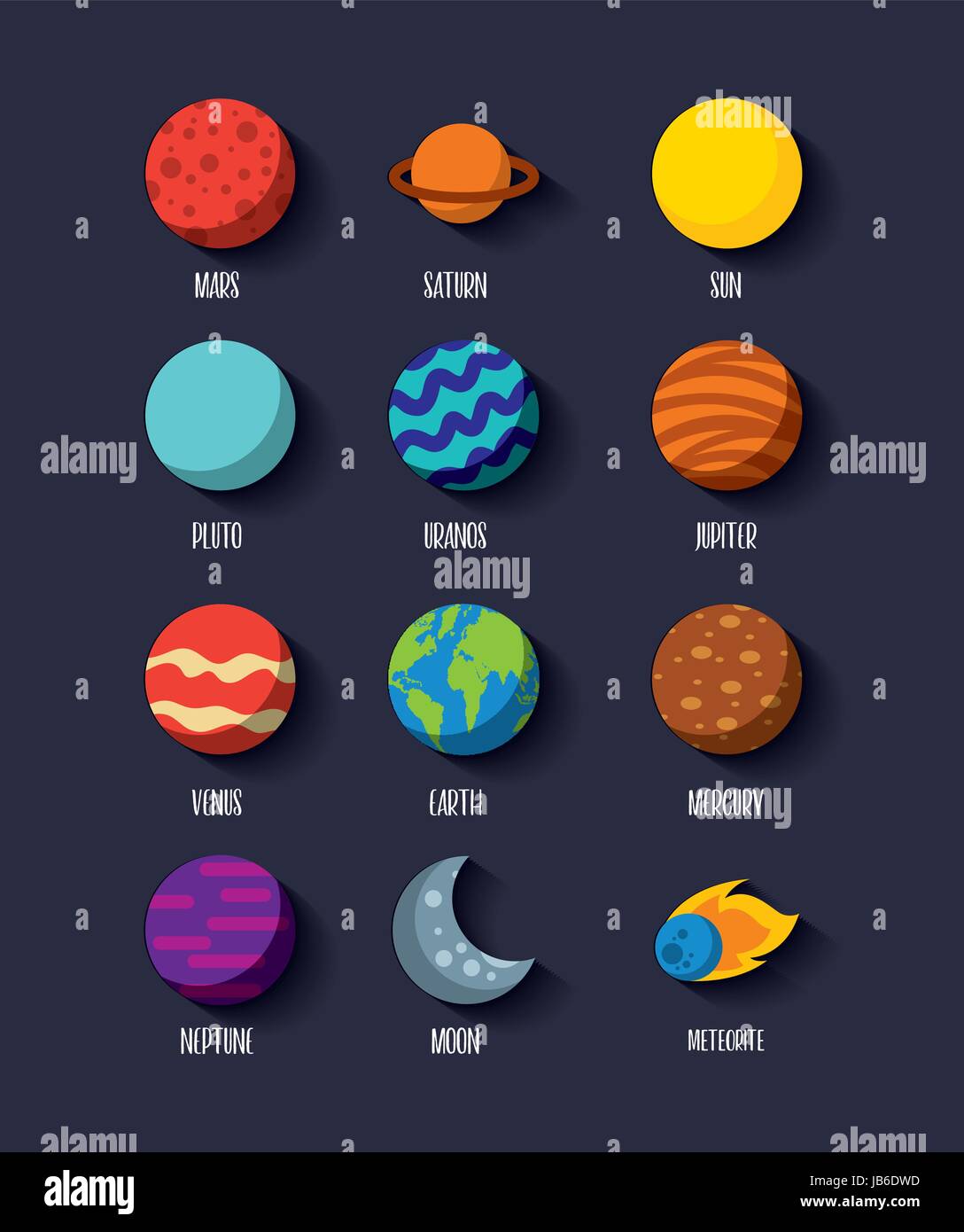 solar system icons set flat Stock Vector Image & Art - Alamy