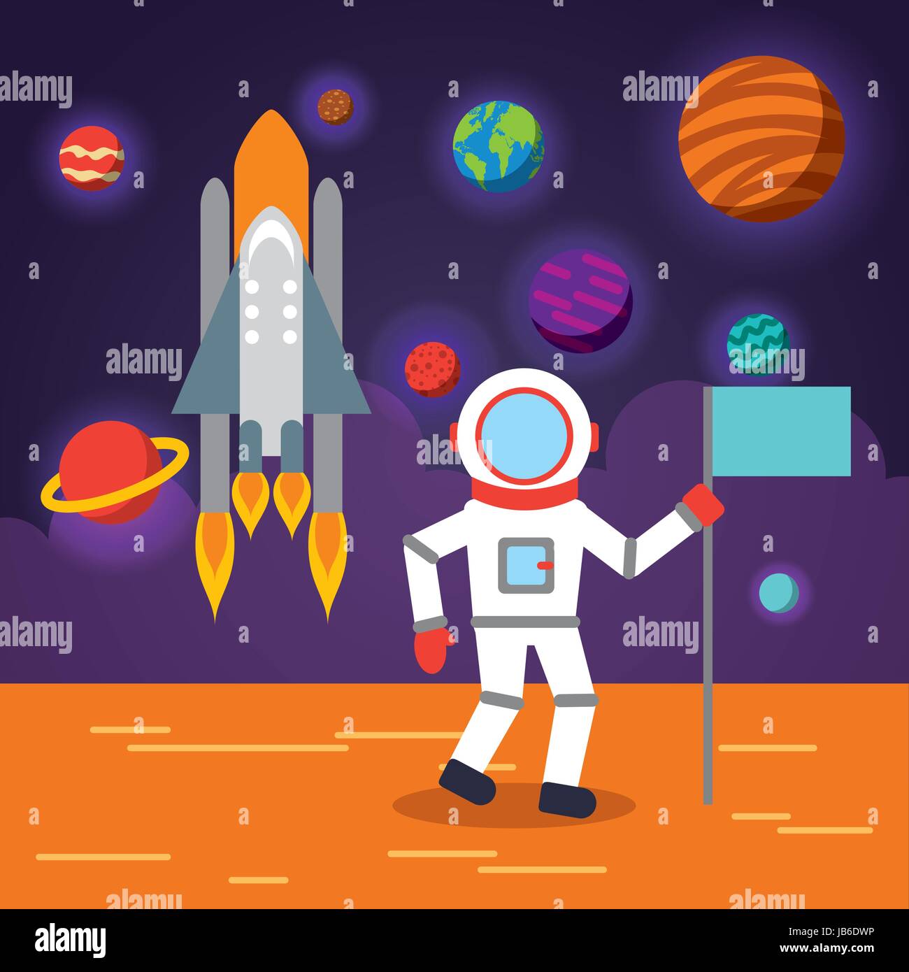 astronaut solar system flat Stock Vector Image & Art - Alamy