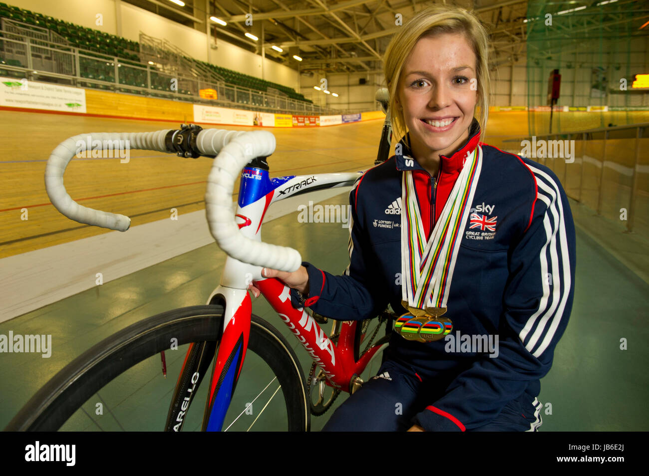 Olympic cyclist Becky James Stock Photo