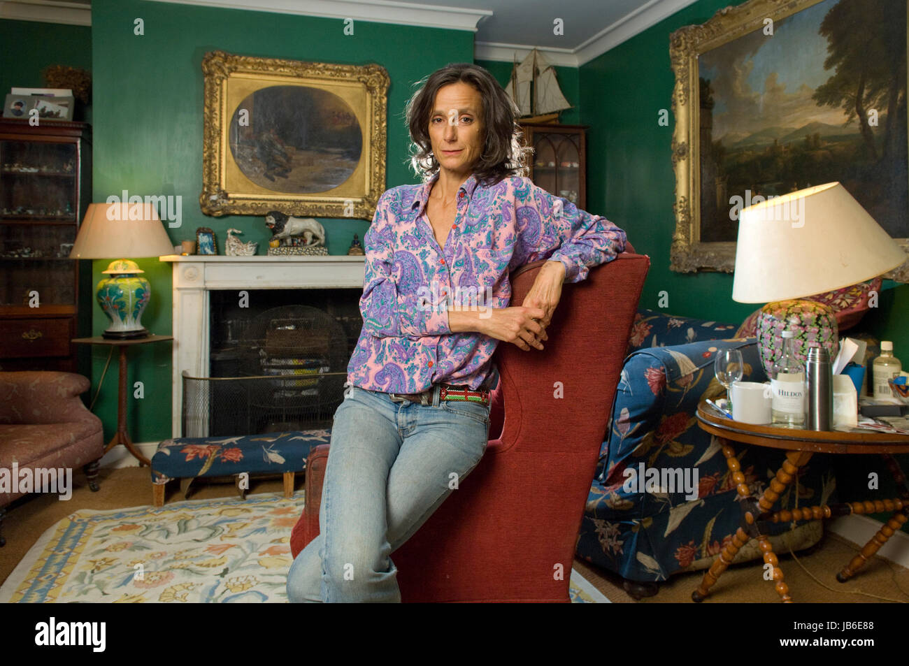Tracy Somerset, Duchess of Beaufort also known as Tracy Ward, Tracy Somerset,Tracy Worcester photographed  in her home at Badminton. Stock Photo