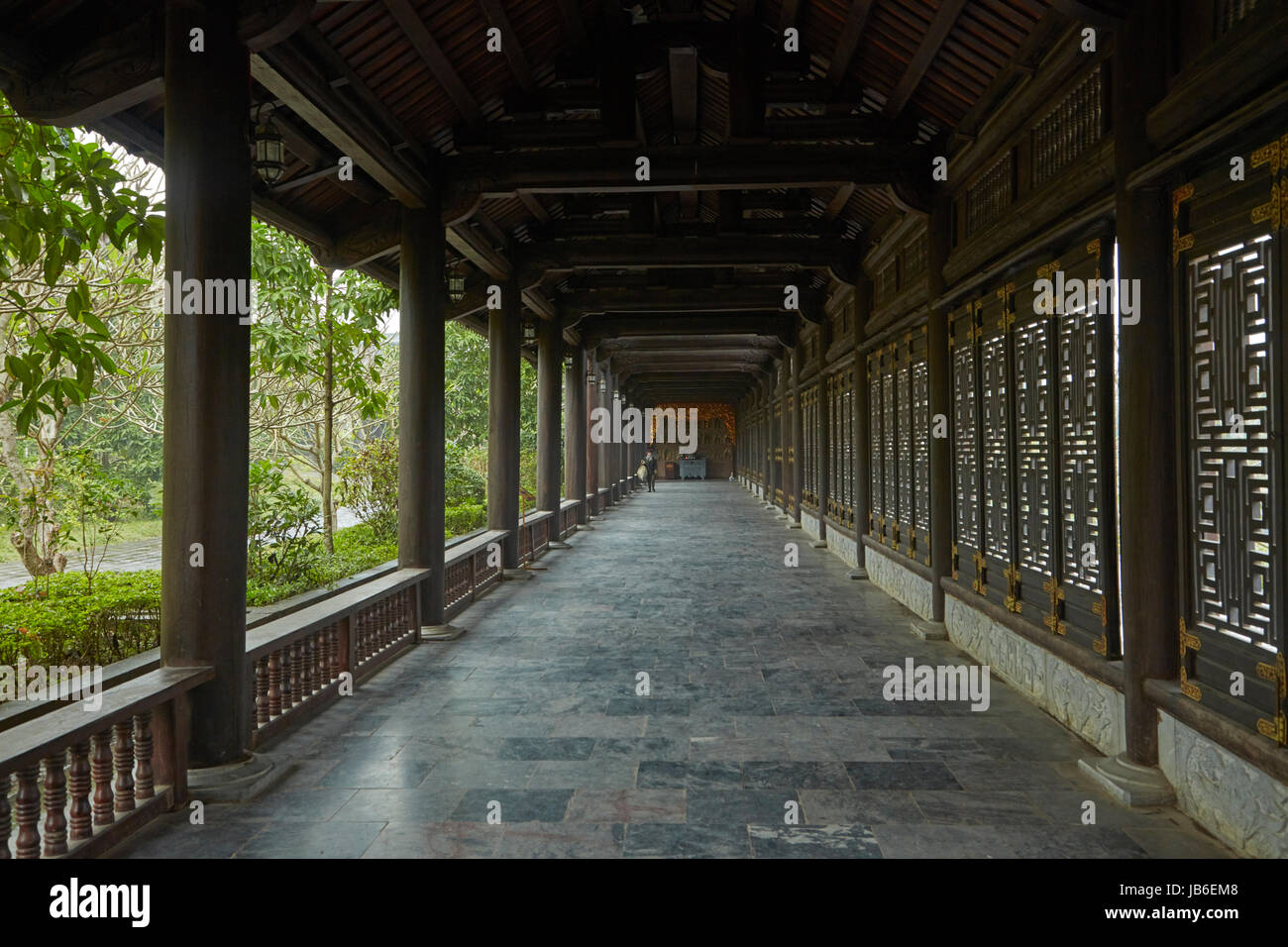 Open corridor at Bai Dinh Buddist Temple Complex, near Ninh Binh, Vietnam Stock Photo