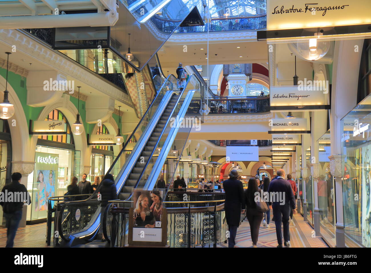 People visit Queen Victoria building historical shopping mall in Sydney Australia. Stock Photo