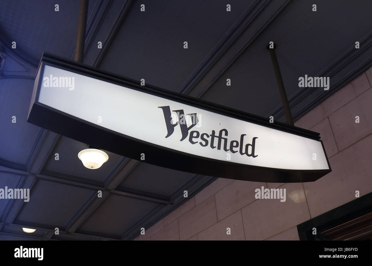 Westfield department store sign in Sydney Australia. Westfield is an Australian shopping centre