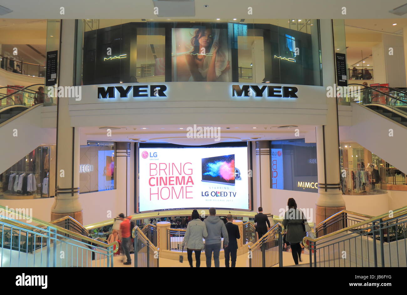 People visit Myer department store in Sydney Australia. Myer is an Australian s largest department store chain targeting mid to up market Stock Photo Alamy