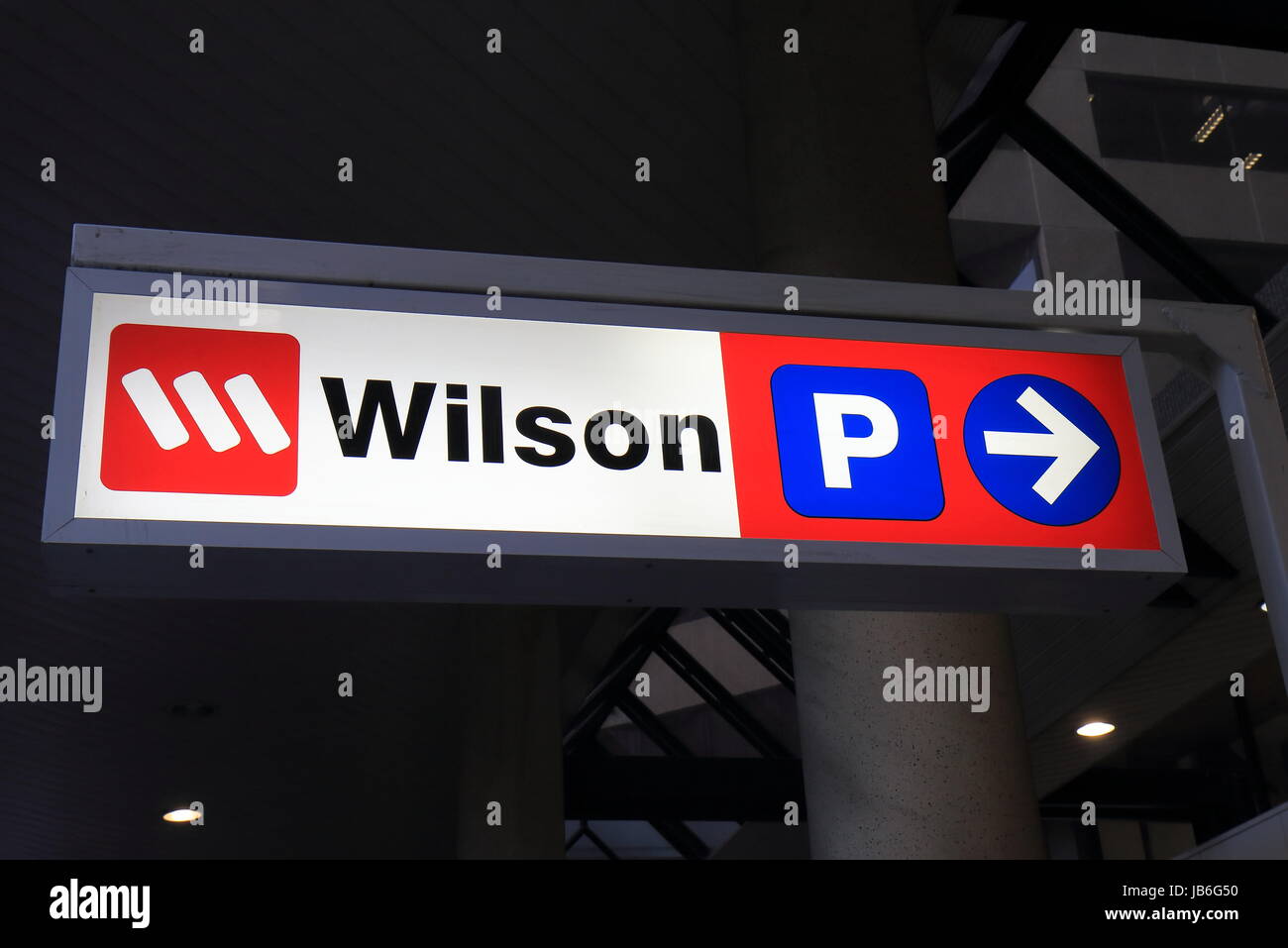 Wilson car park sign. Wilson is a car park management company firstly