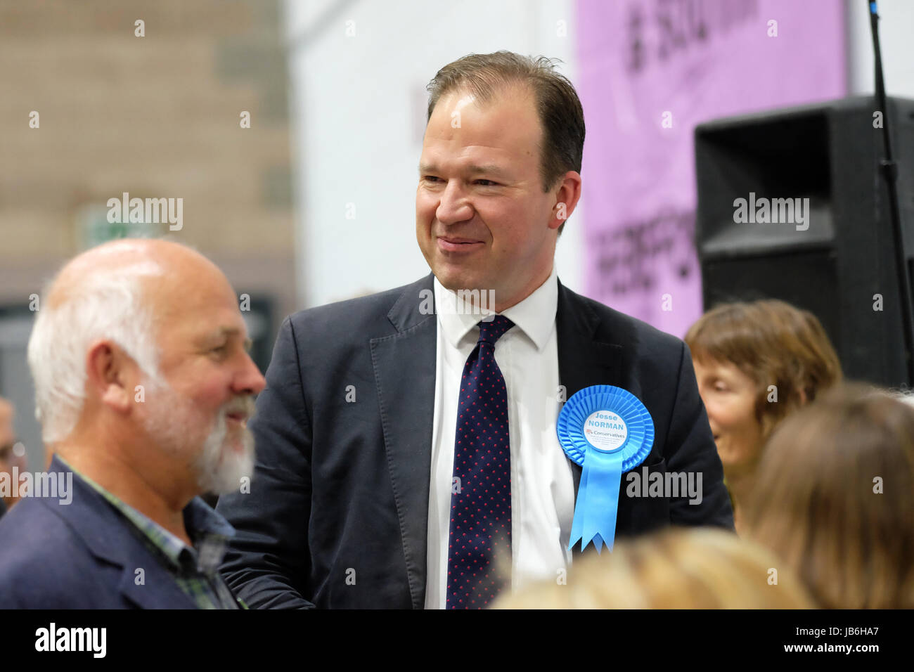 Hereford, Herefordshire, UK - Thursday 8th June 2017 - Jesse Norman was re-elected as Conservative MP for Hereford and Herefordshire South shown here waiting for the official result to be declared - Norman was returned with a majority of 15,013 votes - Photo Steven May / Alamy Live News Stock Photo