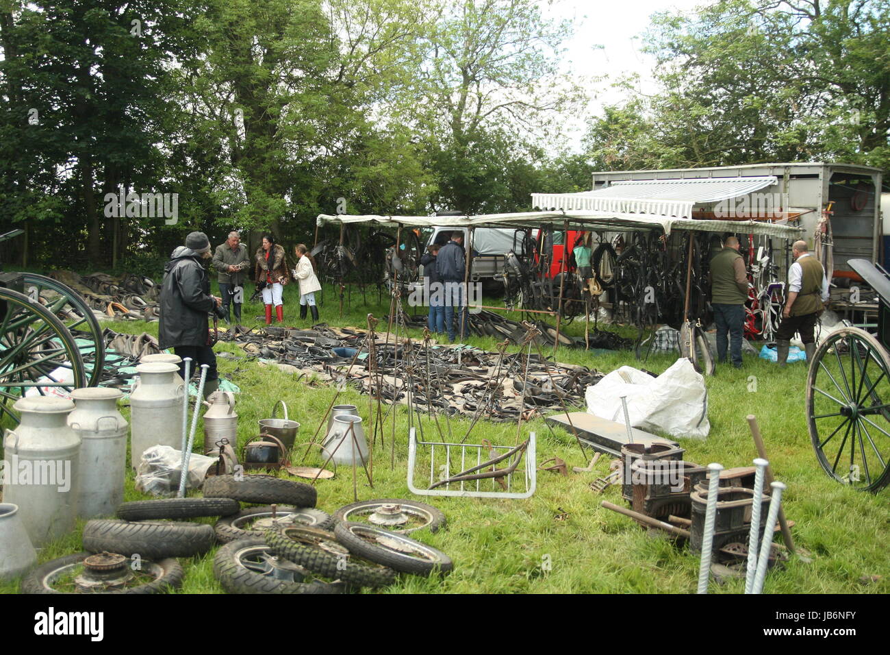 Appleby, Cumbria, UK. 9th June, 2017. A stall selling horse tack, part of a large market at the Appleby Horse Fair. The Appleby Horse Fair is one of Europes largest gatherings of people from Gypsy and Traveller communities. They come to trade horses and horse kit, it is also a major social event. Credit: Roland Ravenhill/Alamy Live News Stock Photo