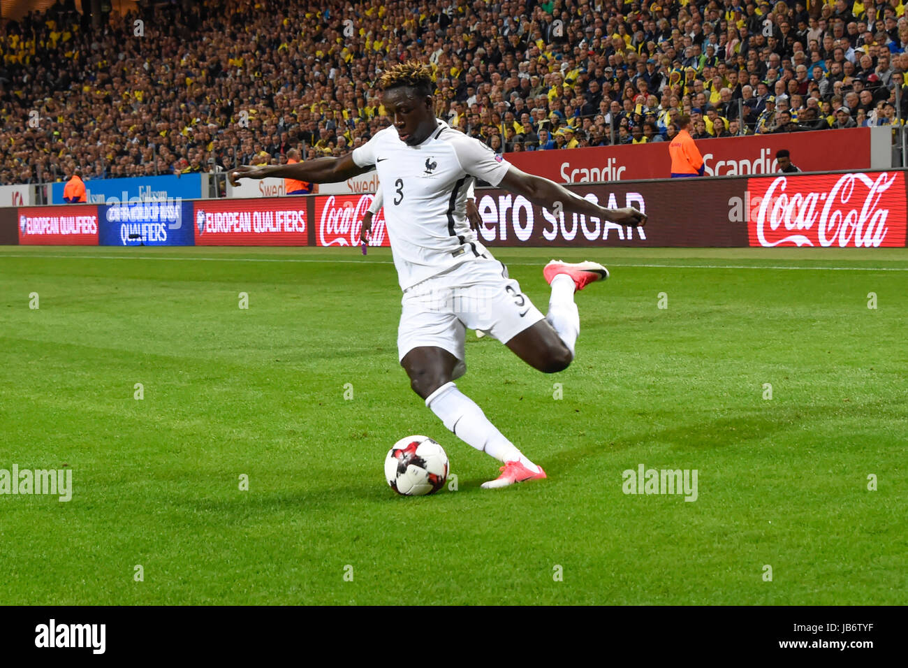 Stockholm, Sweden. 9th june, 2017. France 3 Benjamin Mendy in the FIFA World Cup™ Qualifiers game between Sweden and France. Credit: Bror Persson/Frilansfotograferna/Alamy Live News Stock Photo
