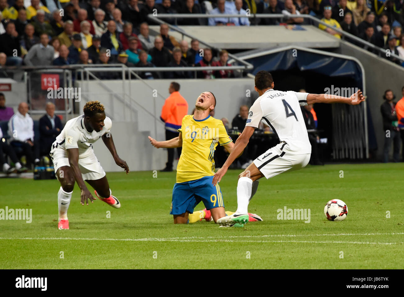 Stockholm, Sweden. 9th june, 2017. Sweden 9 Marcus Berg screaming out loud in the FIFA World Cup™ Qualifiers game between Sweden and France. Credit: Bror Persson/Frilansfotograferna/Alamy Live News Stock Photo