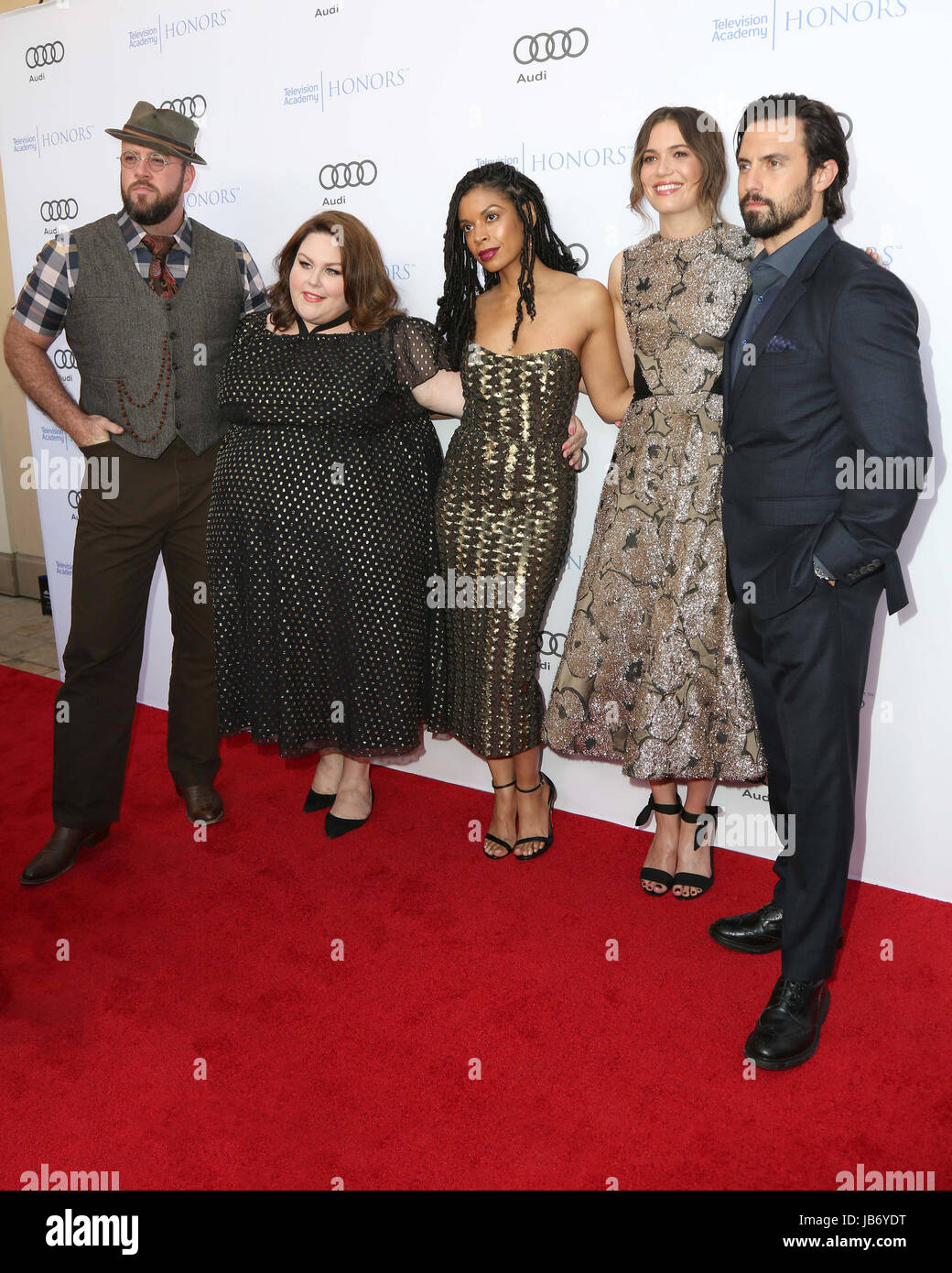 Beverly Hills, CA, USA. 8th June, 2017. LOS ANGELES - JUN 8: Chris Sullivan, Chrissy Metz, Susan Kelechi Watson, Mandy Moore, Milo Ventimiglia at the 10th Annual Television Academy Honors at the Montage Hotel on June 8, 2017 in Beverly Hills, CA Credit: Kay Blake/ZUMA Wire/Alamy Live News Stock Photo