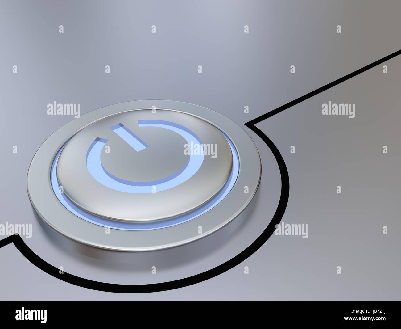 Metallic on-off button illustration with glowing blue light Stock Photo ...