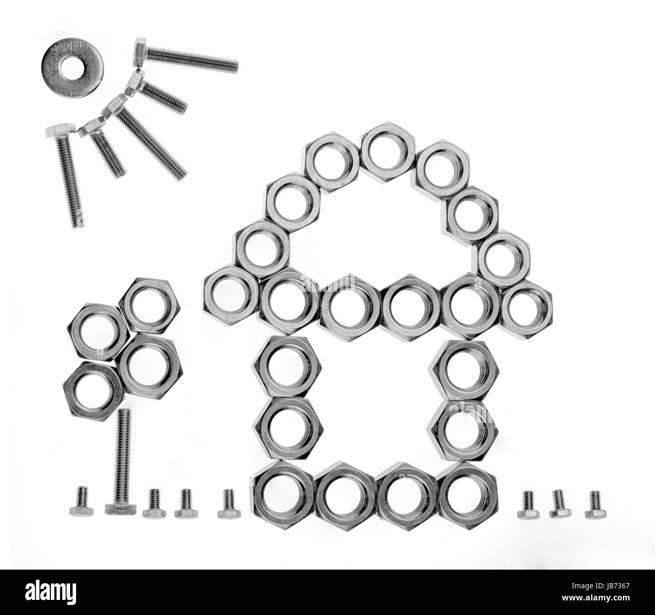 house with garden of bolts and nuts Stock Photo Alamy