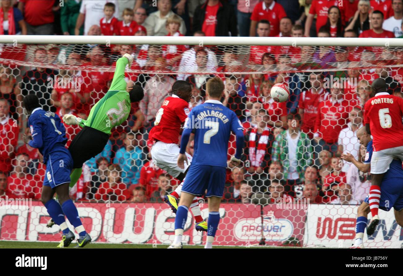 GEORGE BOATENG SCORES NOTTINGHAM FOREST V LEICESTER CITY GROUND NOTTINGHAM ENGLAND 20 August 2011 Stock Photo