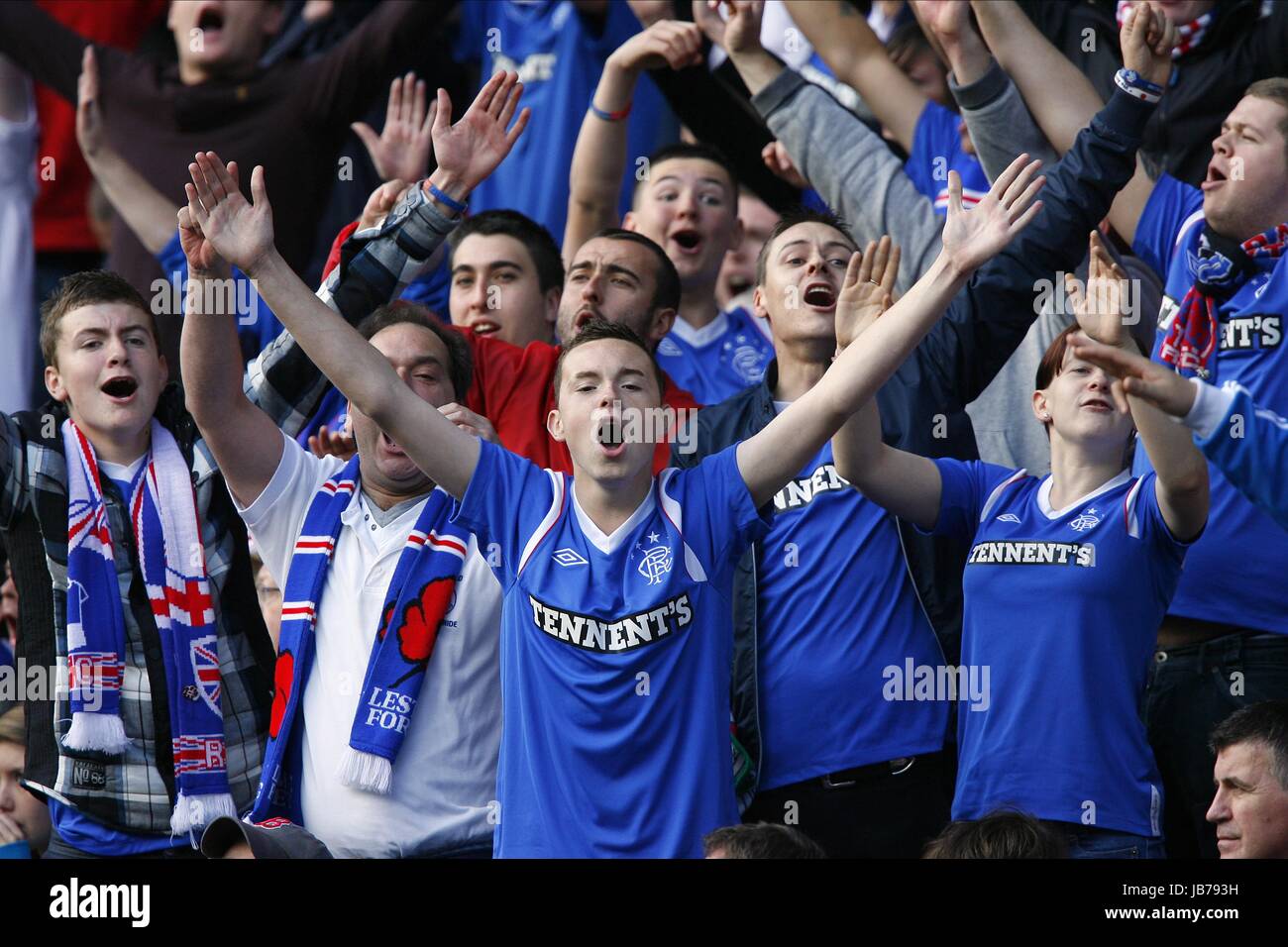 RANGERS FAN CELEBRATE GLASGOW RANGERS V CELTIC FC GLASGOW RANGERS V