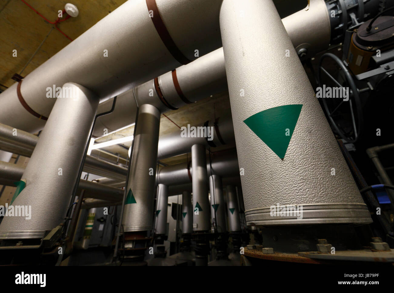 Metal pipework part of air pumping and filtration system in an