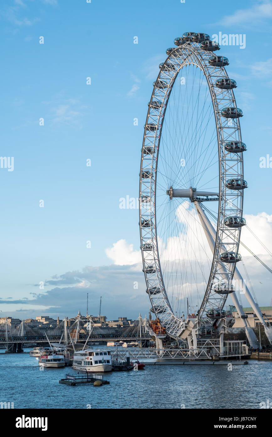 London Eye Towers over the River Thames in London Stock Photo