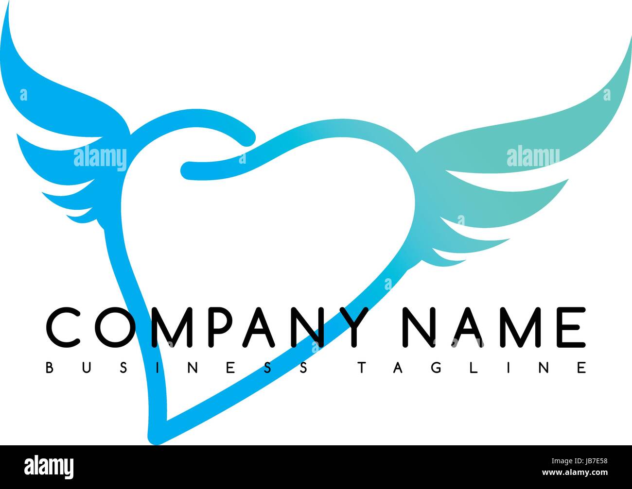 romance heart wing brand company template logo logotype vector art illustration Stock Vector