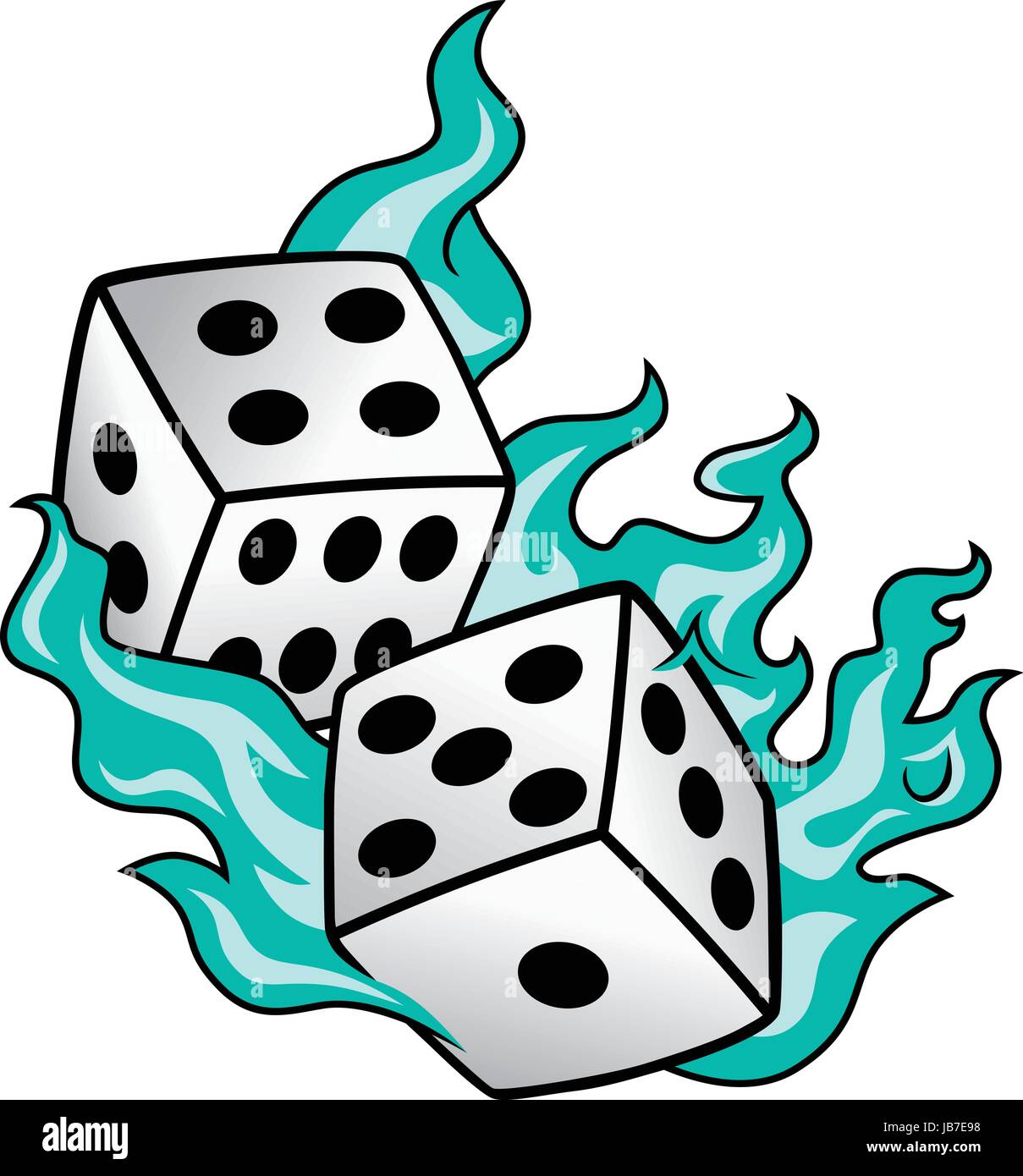 blue flaming dice