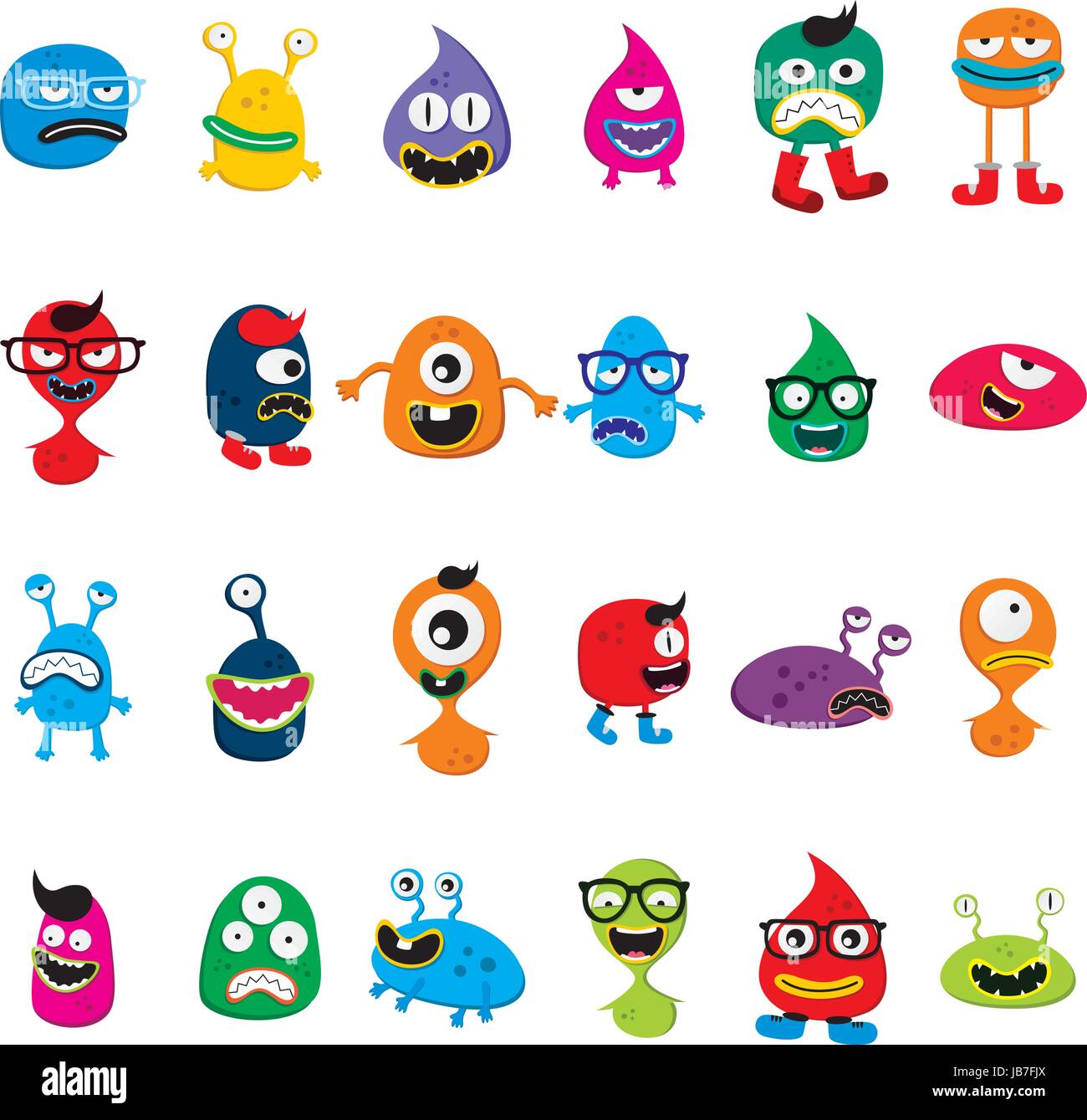 cute adorable ugly scary funny mascot monster set vector art Stock ...