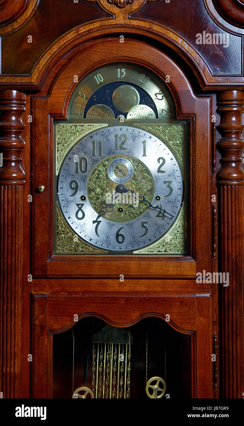 Wooden oldfashioned clock Stock Photo Alamy
