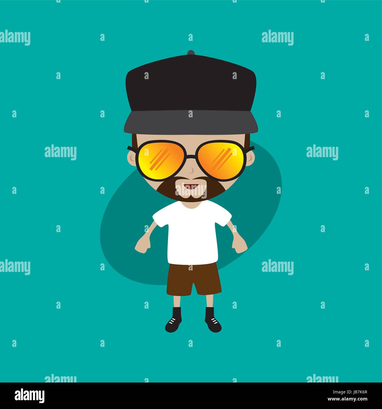 funny flat casual cartoon guy in color vector art illustration Stock ...
