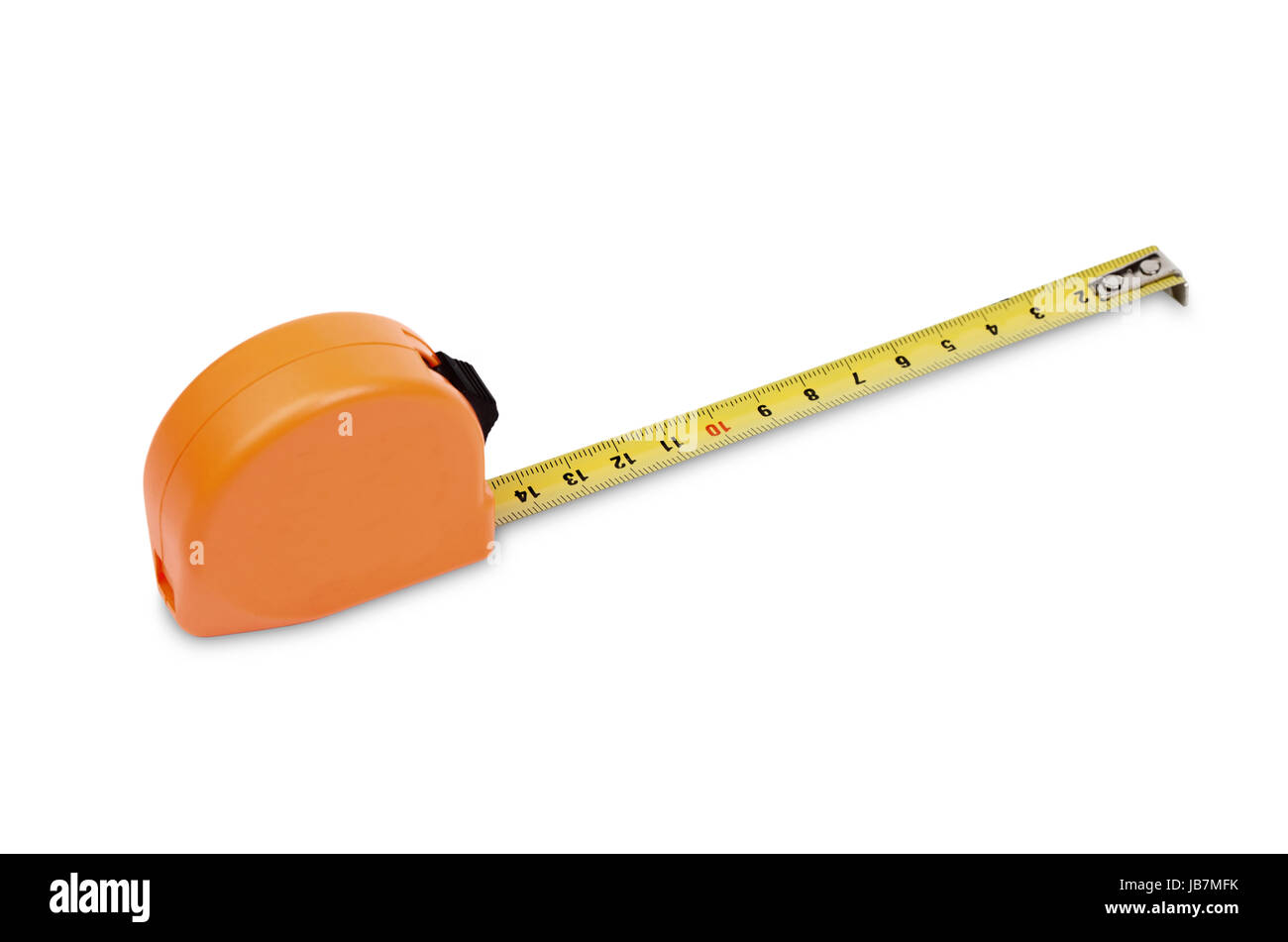 Orange tape measure isolated on a white background Stock Photo - Alamy