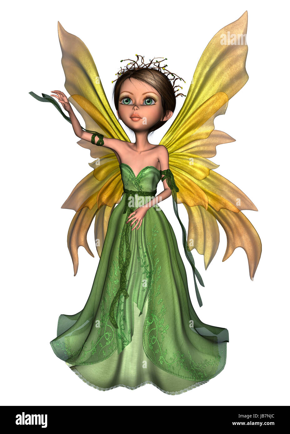 3D digital render of a beautiful little fairy butterfly isolated on ...