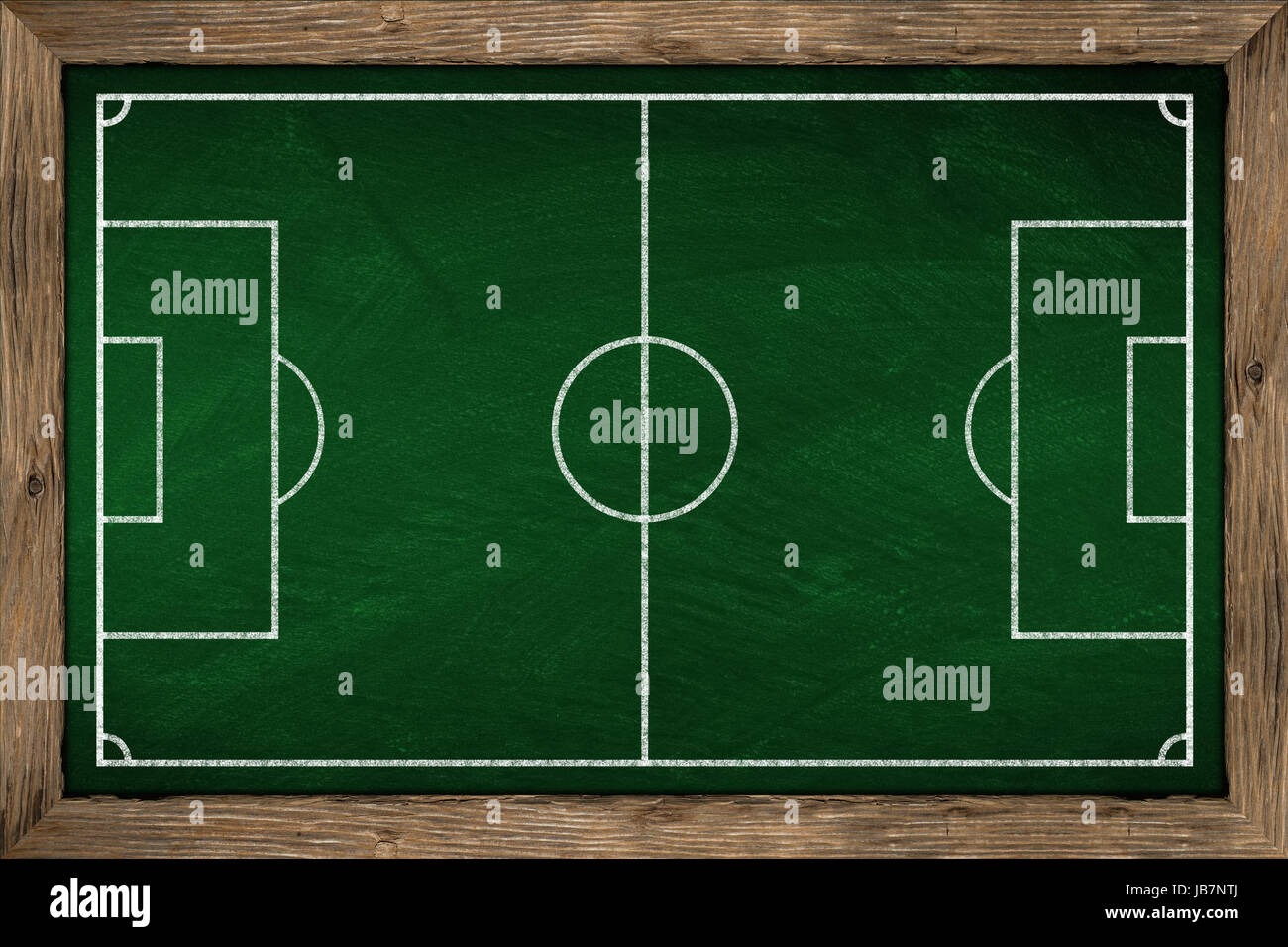 grünes fussball taktik board mit holzrahmen Stock Photo